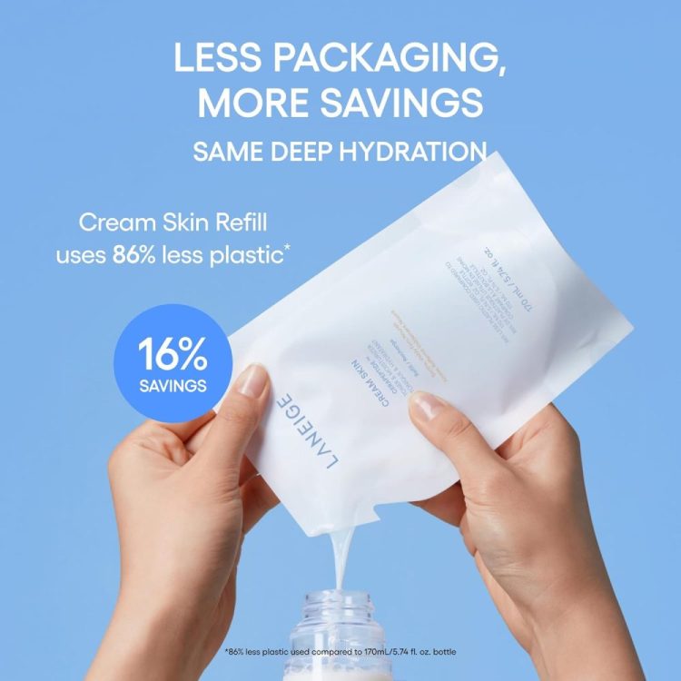 LANEIGE Cream Skin Toner & Moisturizer: Lightweight Refillable Korean Milky Toner with Ceramide & Peptide for Hydration, Firming, & Barrier Support